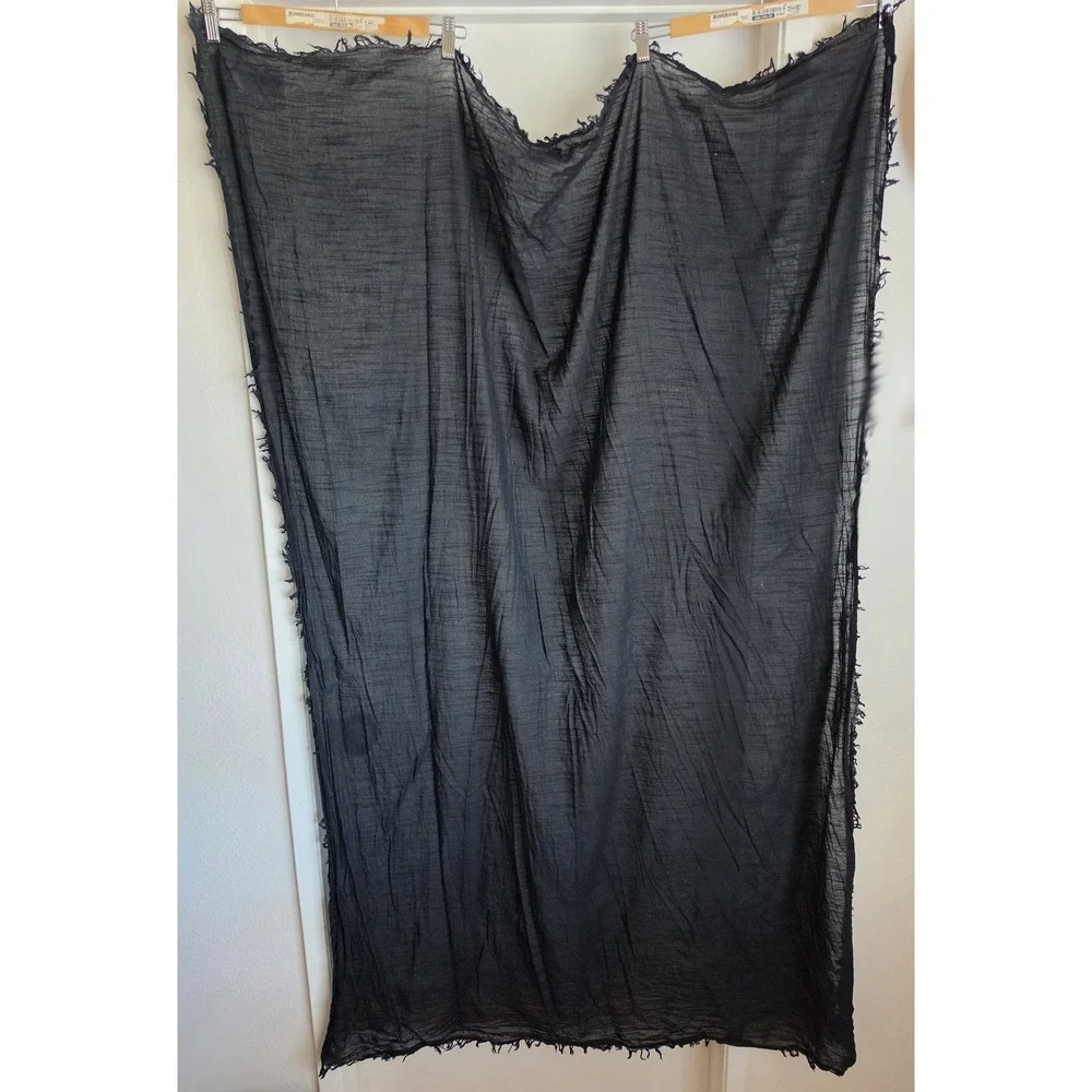 Seafolly Women Black Cotton Scarf One Size Boho Wrap Shawl Stole 62in Bohemian